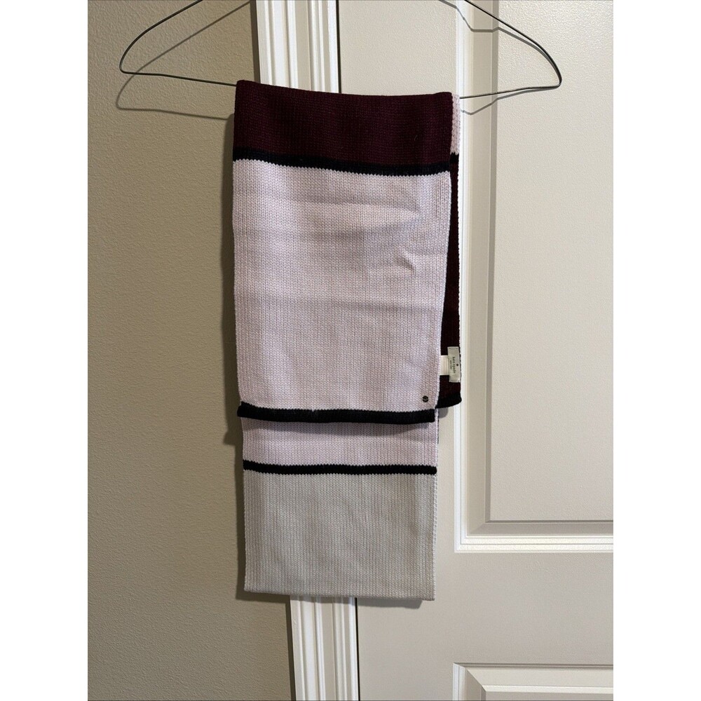Kate Spade Color Block Scarf One Size Burgundy/Pink/Cream